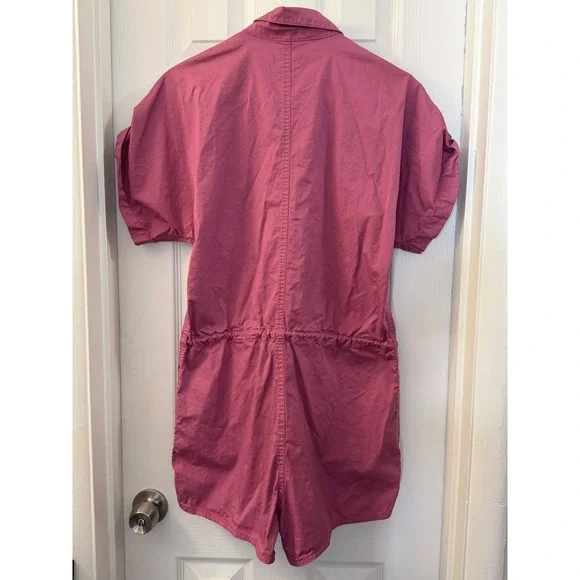 Pistola Grover Short Sleeve Utility Romper Elderberry Pink Cotton Zip Front S - Picture 4 of 6